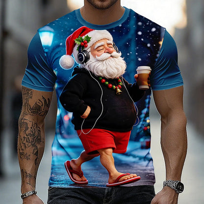 Men's Santa Christmas Street Graphic Tee