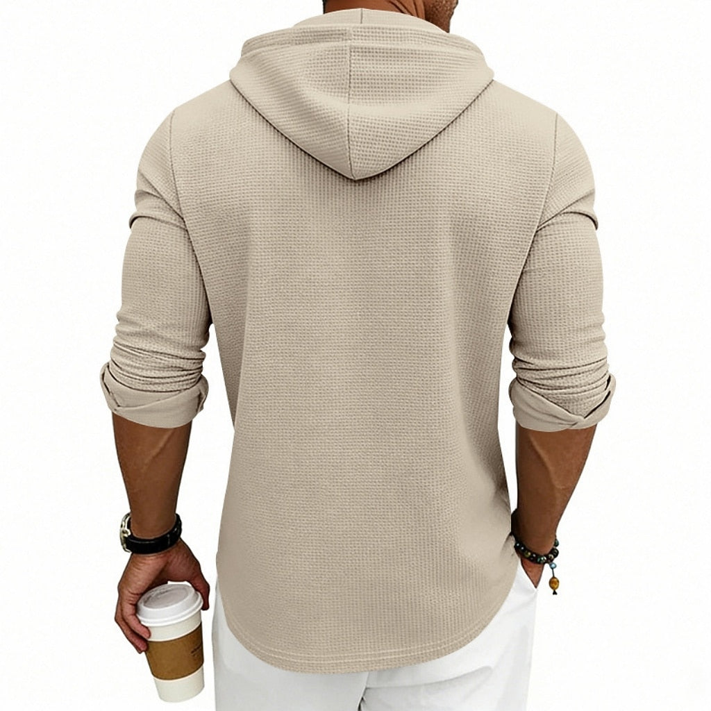 Textured Waffle Hooded Henley