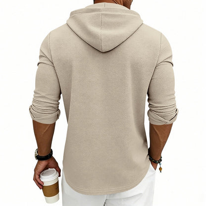 Textured Waffle Hooded Henley