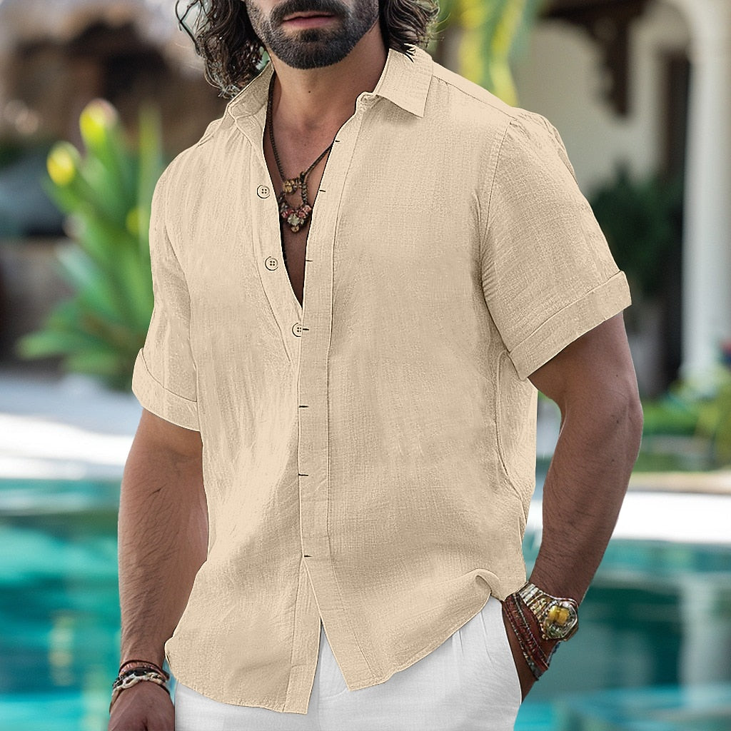 Short Sleeve Linen Shirt - Light & Comfortable