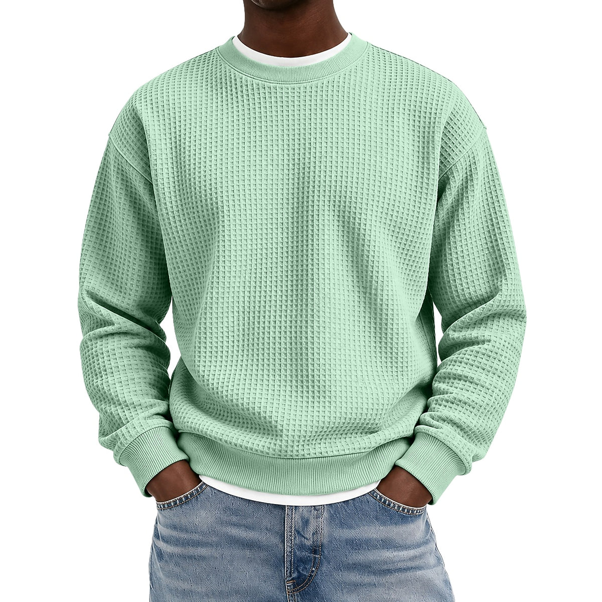Classic Crewneck Waffle Sweatshirt Pullover