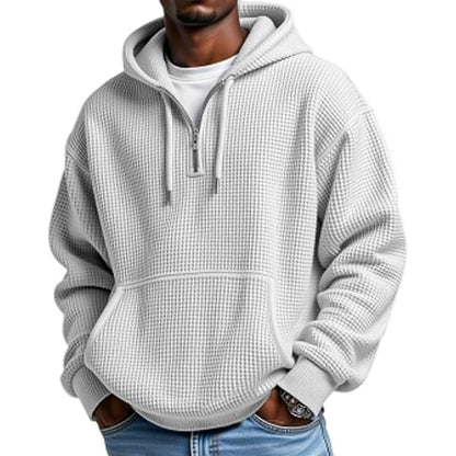 Classic Waffle Knit Quarter Zip Hoodie