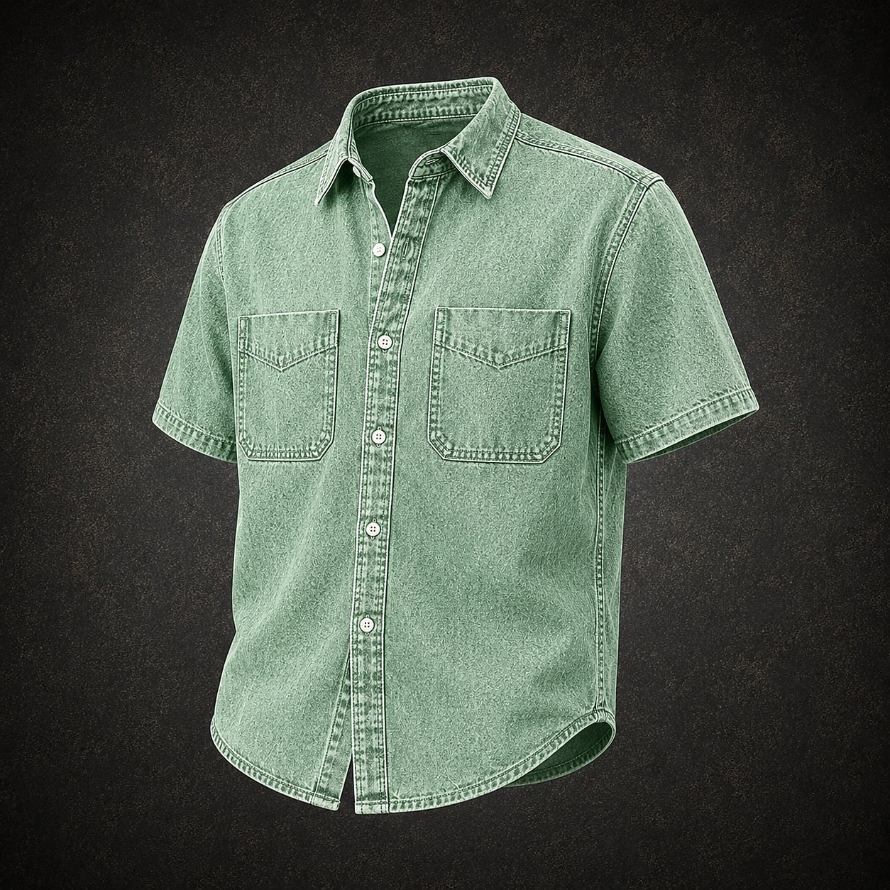 Broken-In Cotton Pocketed Denim Work Shirt