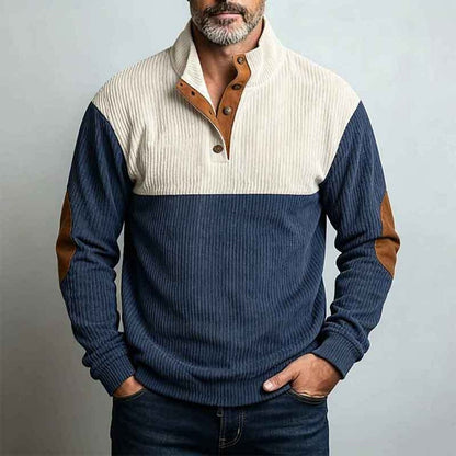 Stylish Patchwork Corduroy Sweatshirt