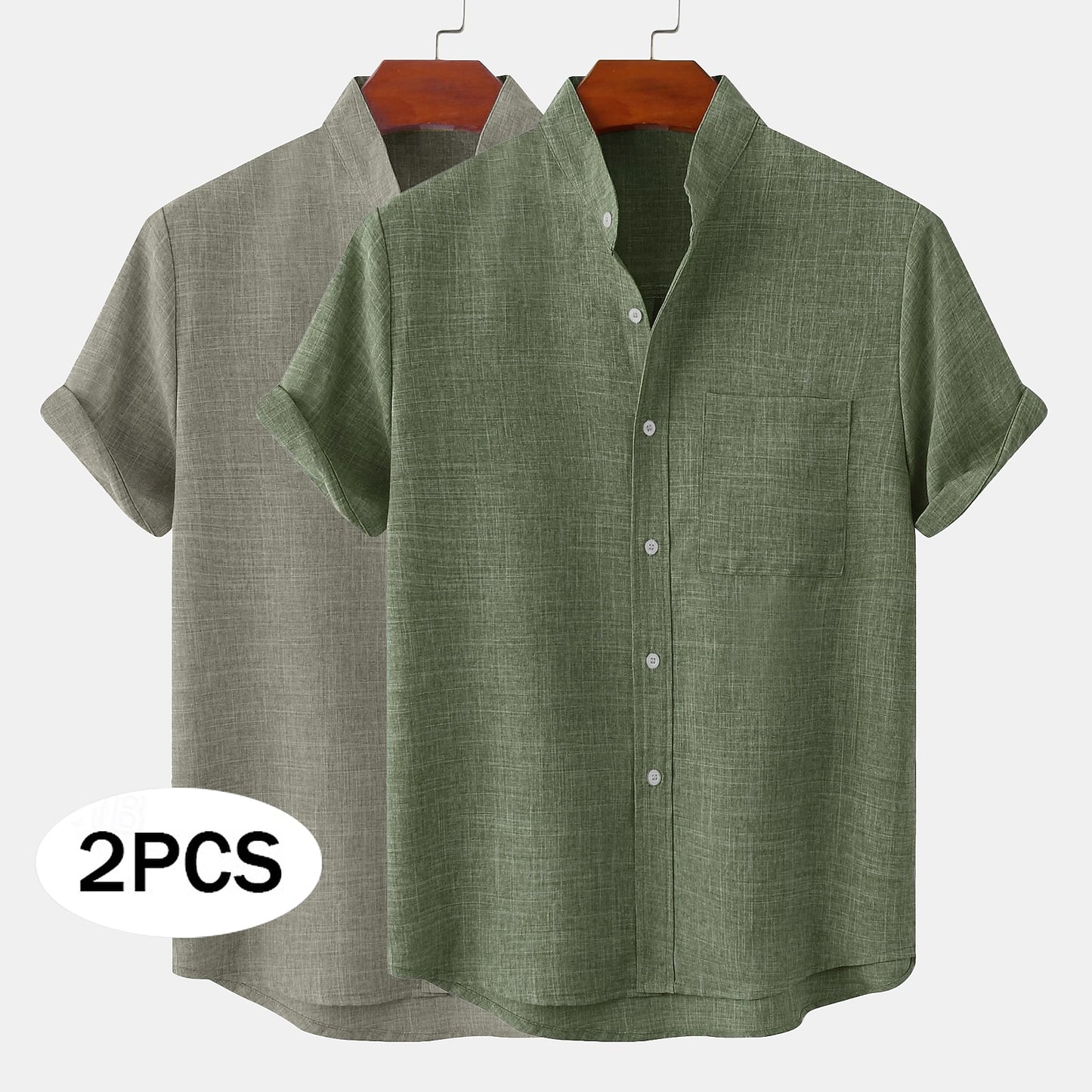 2 PCS Classic Linen Button-Up Shirts