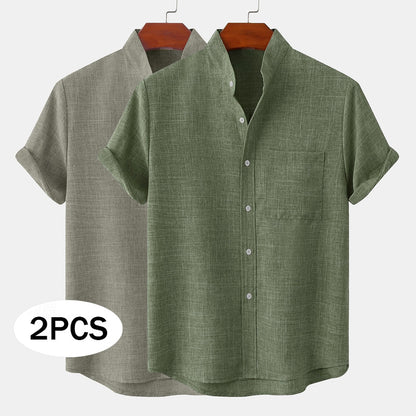 2 PCS Classic Linen Button-Up Shirts
