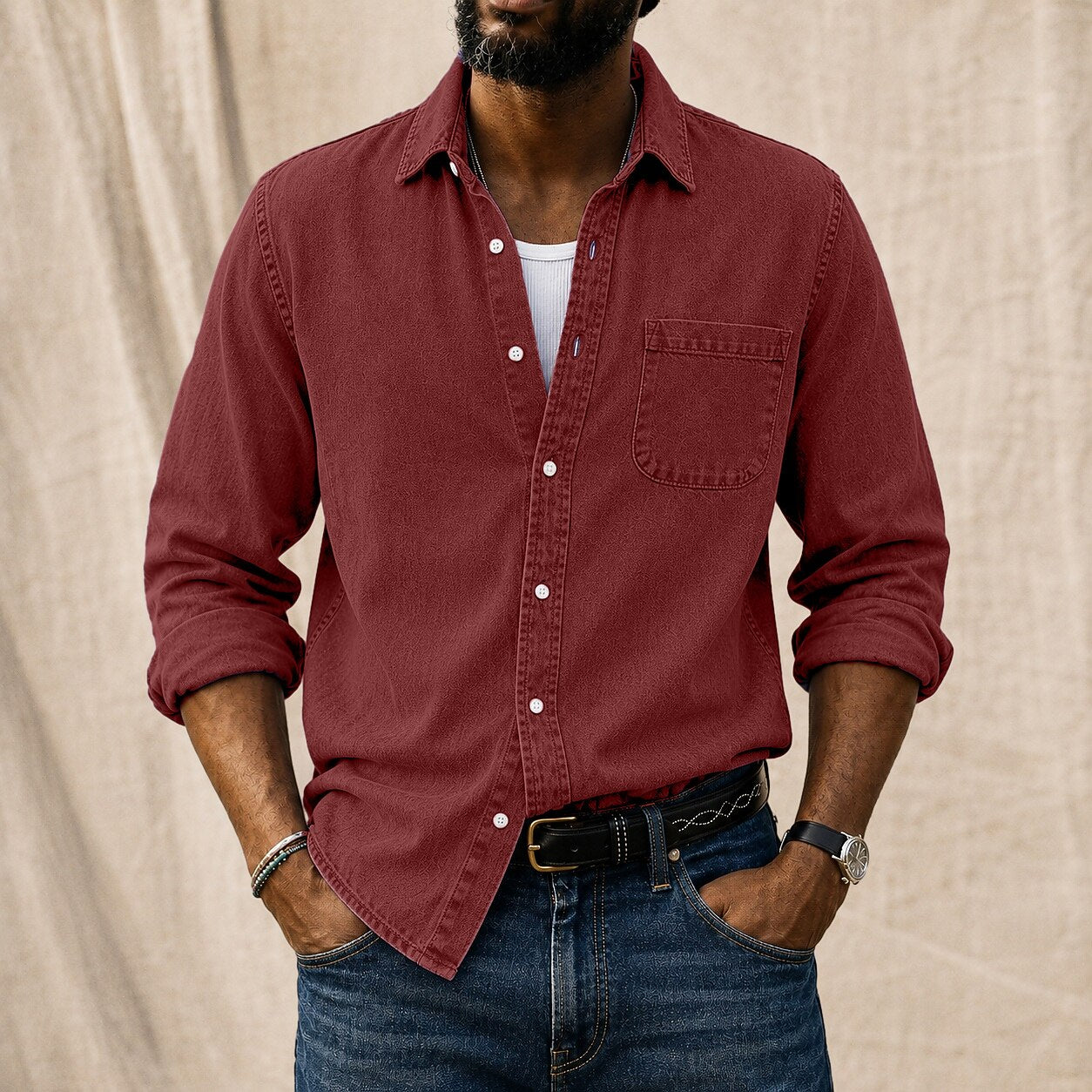 Washed Denim Cotton Casual Shirt