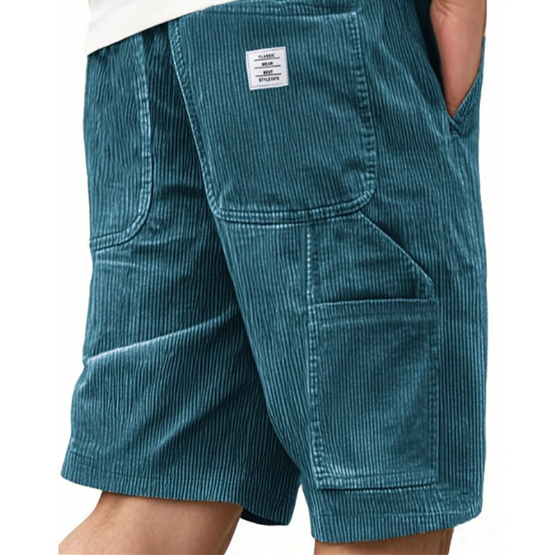 Men's Corduroy Shorts-Comfortable Drawstring Pocket Shorts