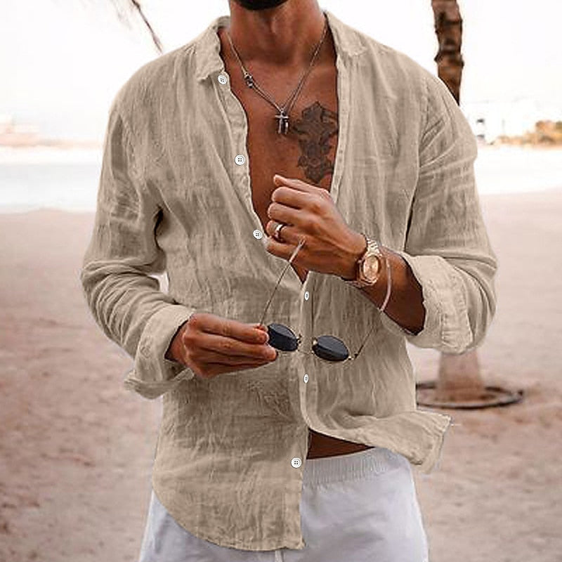 Cotton Linen Button-Up Shirt