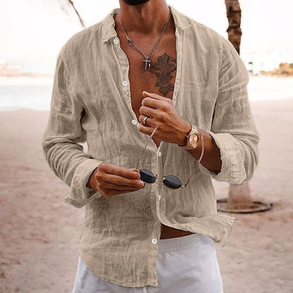 Cotton Linen Button-Up Shirt