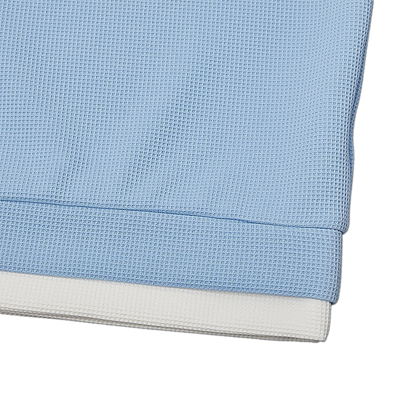 Colorblock Zipped Waffle Polo Shirts