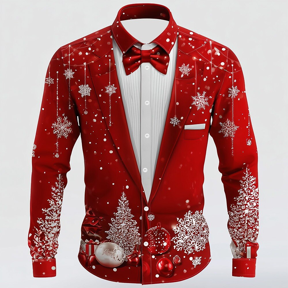 Christmas Suit Tie Costume Button Shirt