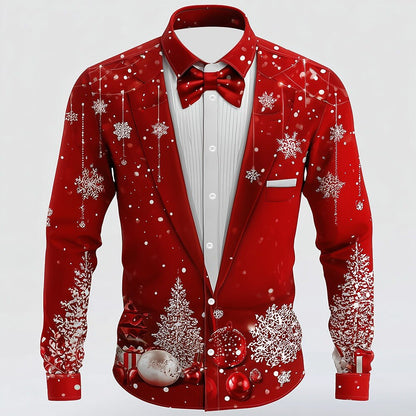Christmas Suit Tie Costume Button Shirt
