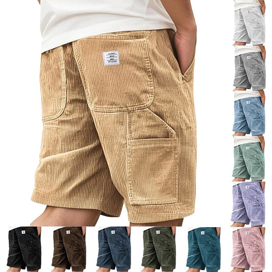 Men's Corduroy Shorts-Comfortable Drawstring Pocket Shorts
