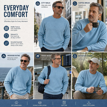 Classic Waffle Knit Crew Neck Sweatshirt