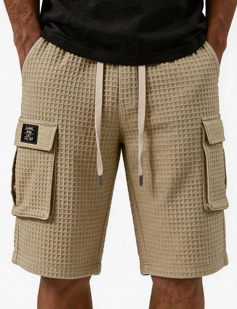 Lightweight Waffle Cargo Shorts With Pocket