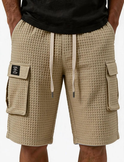 Lightweight Waffle Cargo Shorts With Pocket