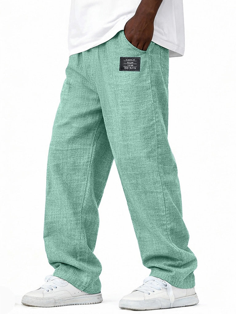 Men's Summer Linen Pants -Elastic Drawstring Waist