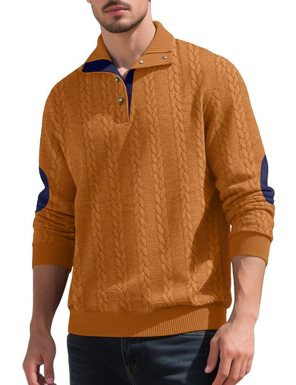 Jacquard Button Up Textured Sweatshirt