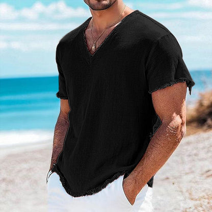 Breathable V-neck Linen Shirt