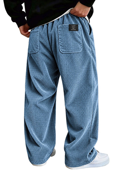 Textured Waffle Pants With Pockets