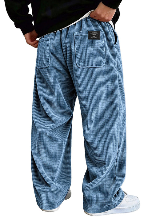 Textured Waffle Pants With Pockets