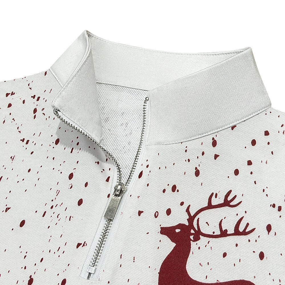 Christmas Deer Trees Quarter Zip Sweatshirt