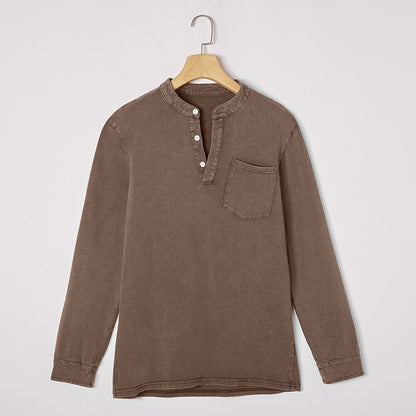 Vintage Washed Cotton Henley T-Shirt