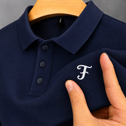 Textured 100% Cotton Embroidered Pique Polo Shirt