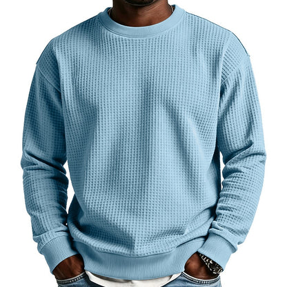 Classic Waffle Knit Crew Neck Sweatshirt