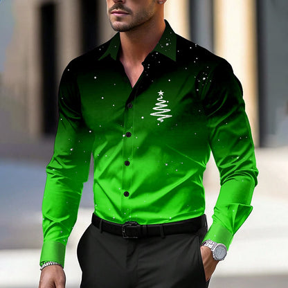 Christmas Tree Casual Dress Button Shirt