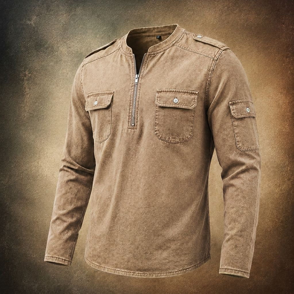 Classic Cotton Long Sleeve Henley Shirt