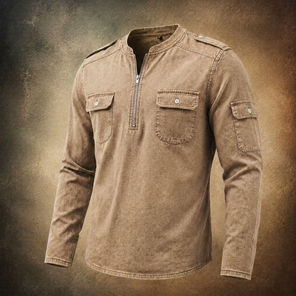 Classic Cotton Long Sleeve Henley Shirt