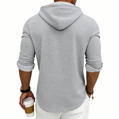 Textured Waffle Hooded Henley