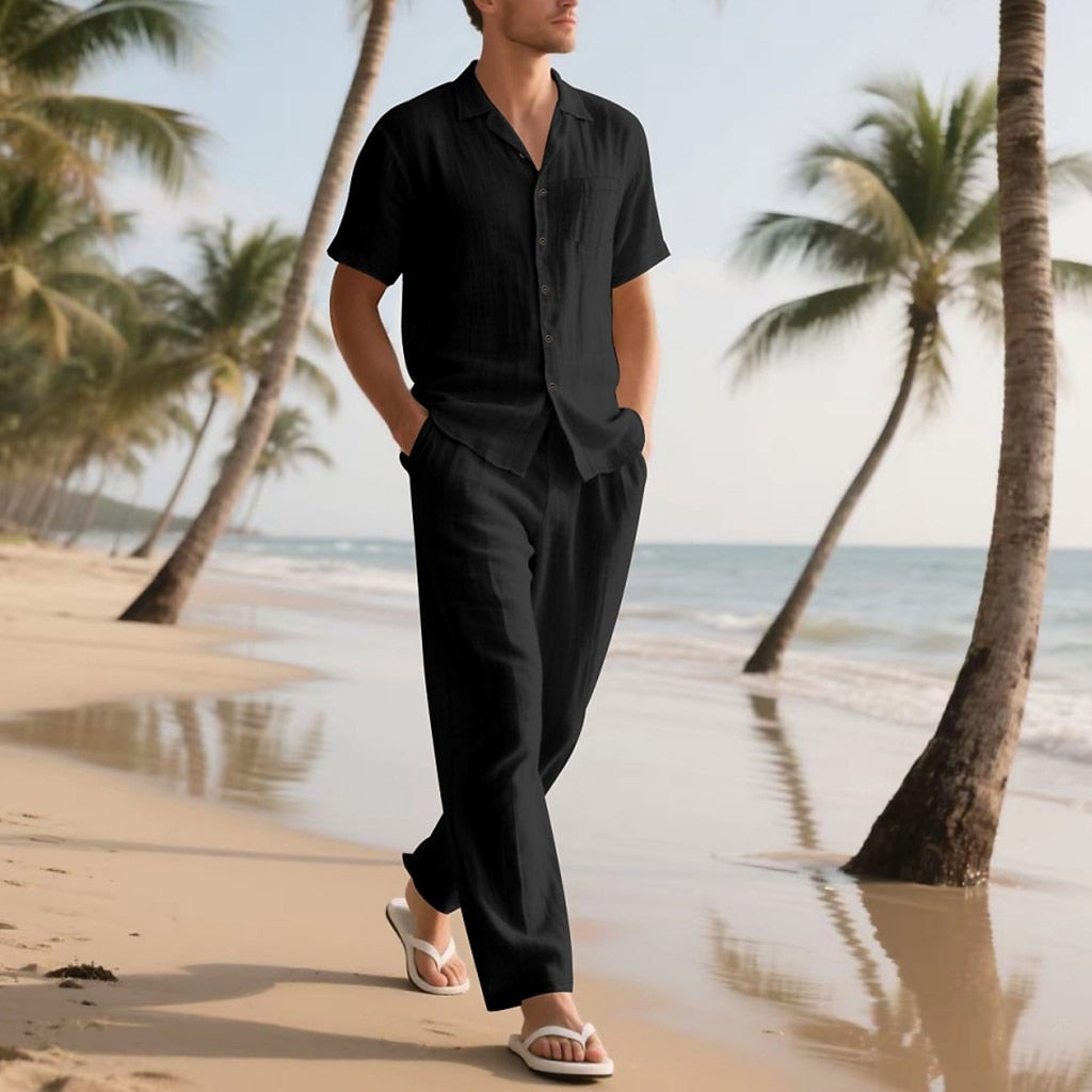 Cotton Linen Shirt & Pants Set