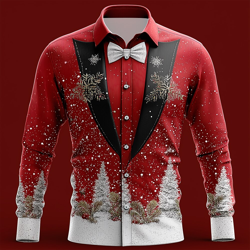 Men's Christmas Faux Collar Tuxedo Shirt