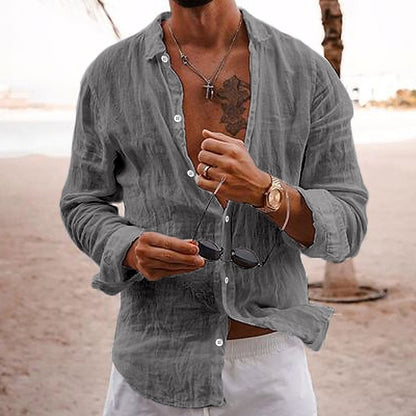 Cotton Linen Button-Up Shirt