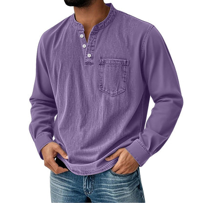 Vintage Washed Cotton Henley T-Shirt