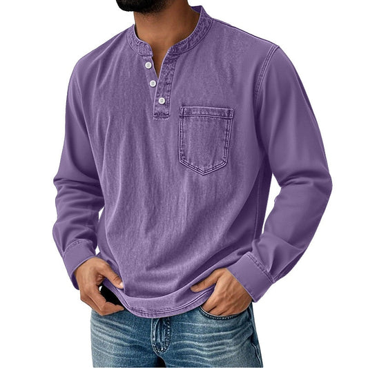 Vintage Washed Cotton Henley T-Shirt