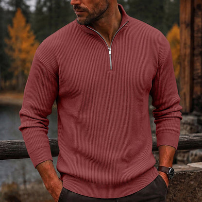 Quarter Zipped Corduroy Polo Shirt