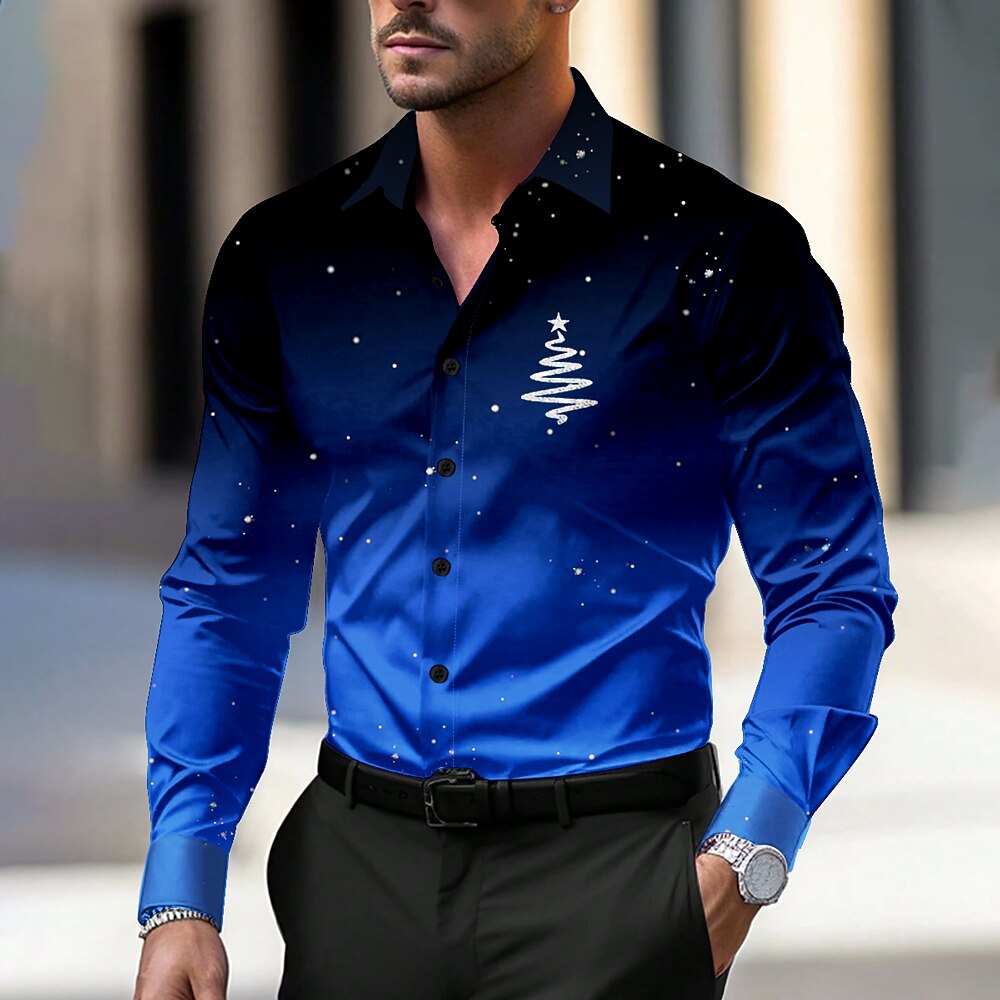 Christmas Tree Casual Dress Button Shirt