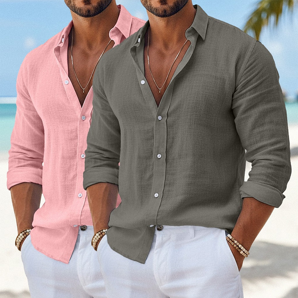 2-Pack Men's Linen Summer Shirts