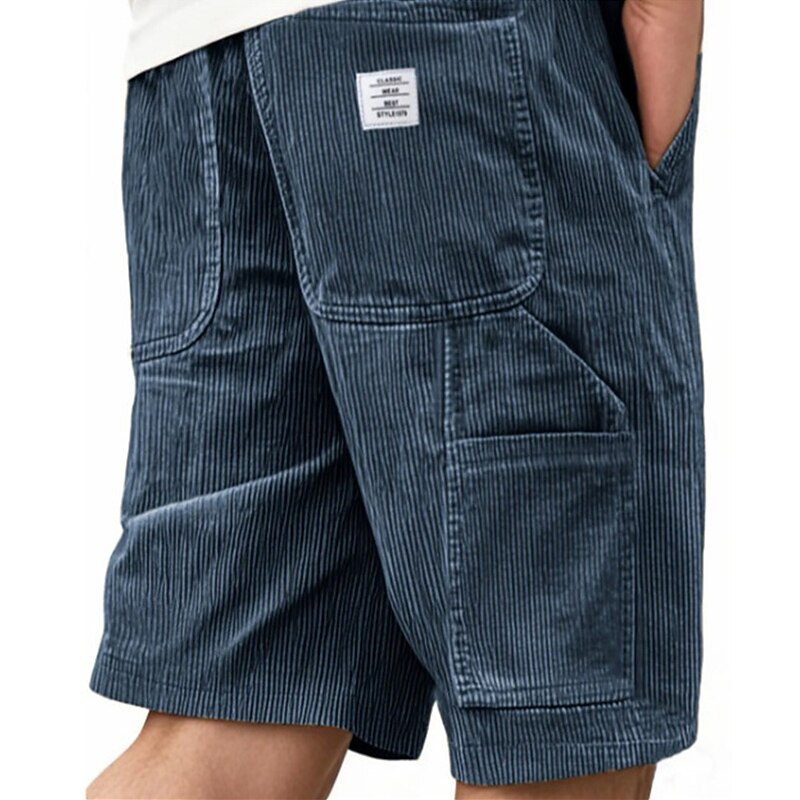 Men's Corduroy Shorts-Comfortable Drawstring Pocket Shorts