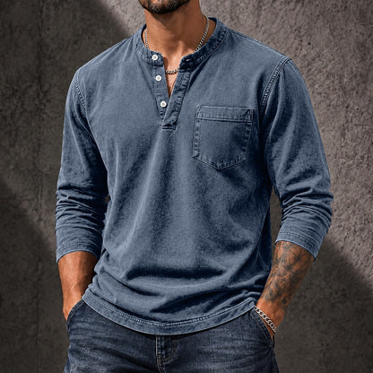 Vintage Washed 100% Cotton Henley Shirt