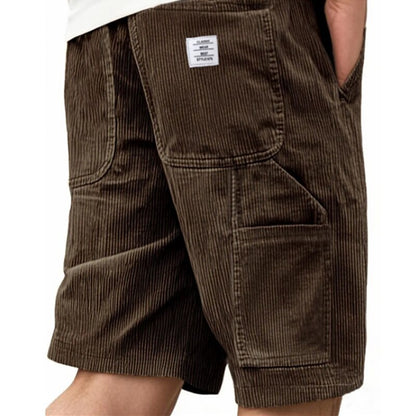 Men's Corduroy Shorts-Comfortable Drawstring Pocket Shorts