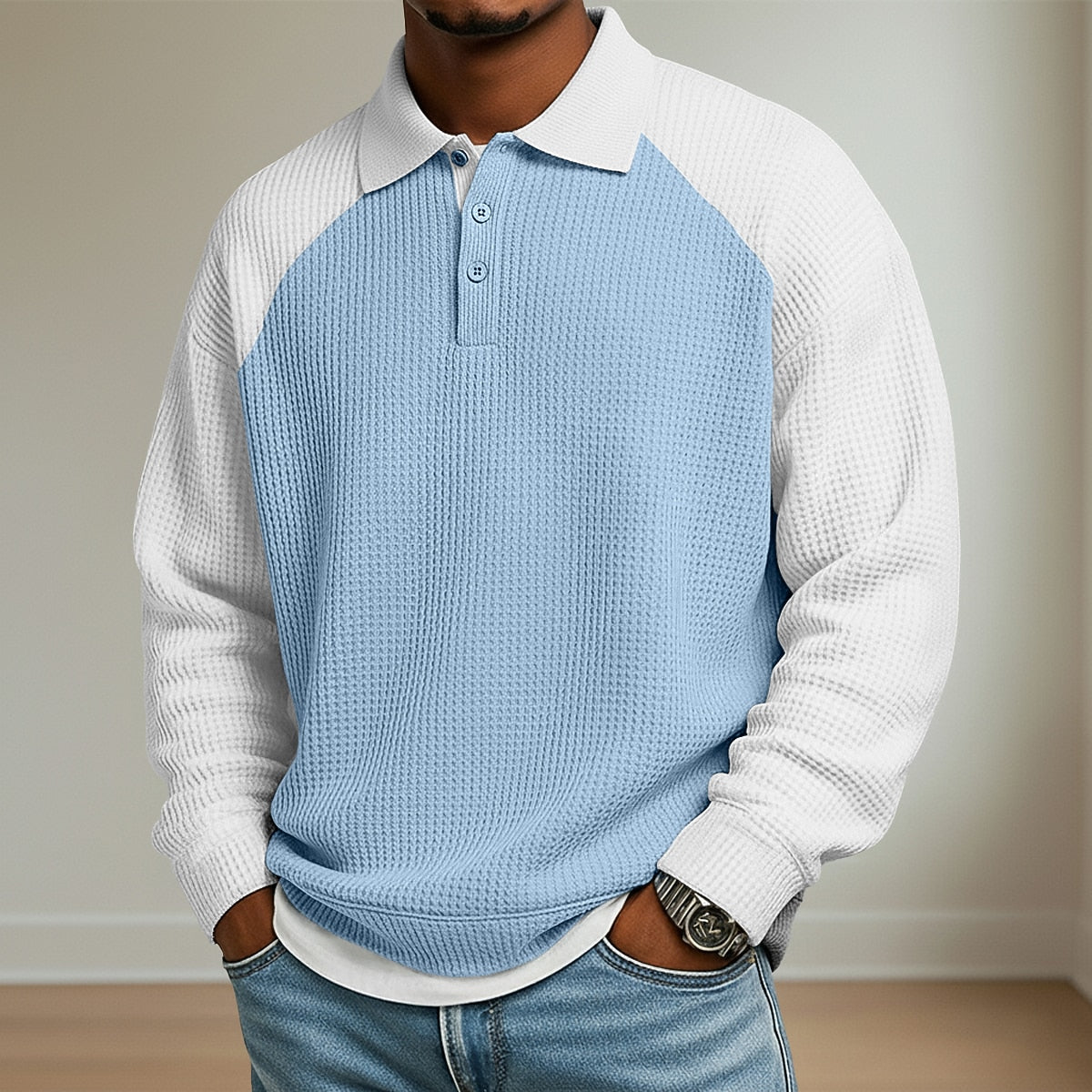 Colorblock Waffle Polo Shirts