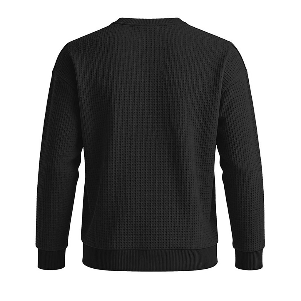 Classic Waffle Knit Crew Neck Sweatshirt