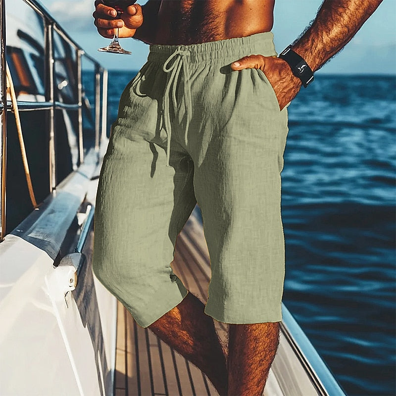 Men's Linen Shorts-Casual Drawstring Shorts for Summer Comfort