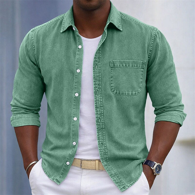 100% Cotton Acid Wash Button-Up Shirt