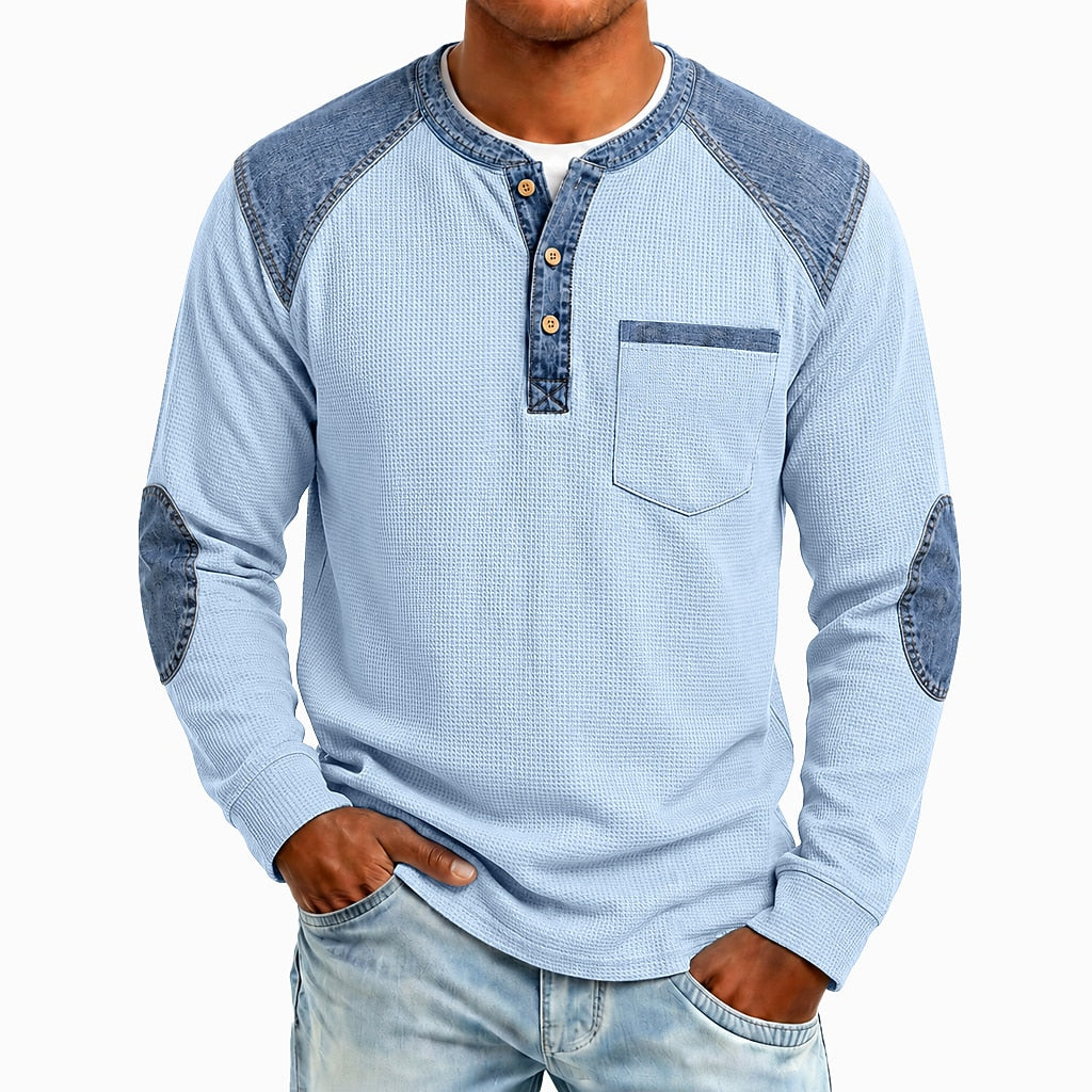 Vintage Waffle Henley Pocket Shirt